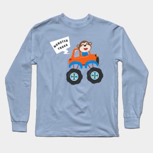 illustration of monster truck with cartoon style. Long Sleeve T-Shirt